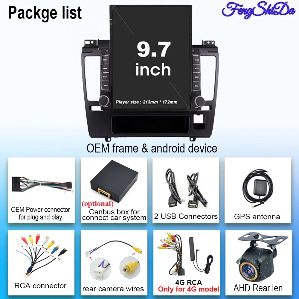 9.7 Inch Android Auto Carplay For Nissan Tiida C11 2004-2013  Style Car Multimedia Video Player 5G Wifi Navigation No 2din