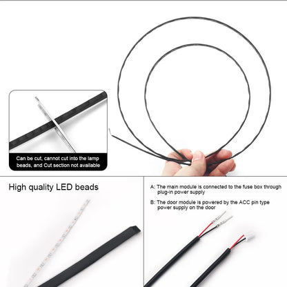 18 in 1 Dual Zone Symphony LED Car Ambient Light Rainbow Neon RGB Acrylic Strip Interior Decoration Streamer Atmosphere Lamp 12V