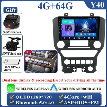 Android 14 Carplay FOR FORD Mustang S550 2014-2021 Multimedia Car Player Navigation Screen GPS Radio No 2 Din Stereo Head Unit