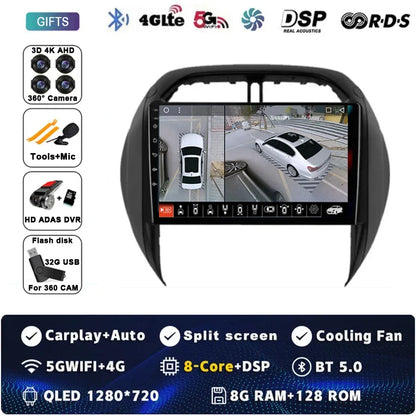 Android 15 Auto Radio For Toyota RAV4 RAV 4 2003 2004 2005 DSP Carplay GPS Navigation Multimedia Video Player Stereo 2din DVD