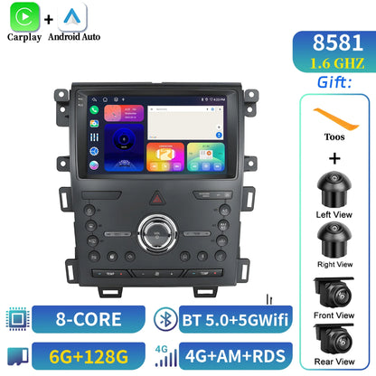 Car Radio Android 14 For Ford Edge 2011-2015 Multimedia Navigation Wireless Bluetooth Carplay 7862 8+256 radio 2K QLED Screen