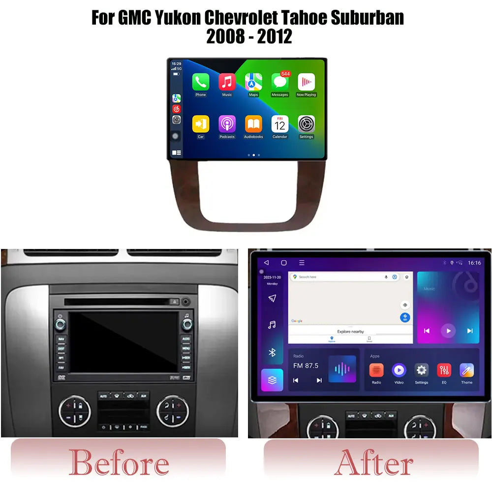 Android 14 Car Radio For GMC Yukon Chevrolet Tahoe Suburban 2008 - 2012 13.1Inch Screen GPS Navigation Wireless Carplay 4G WIFI