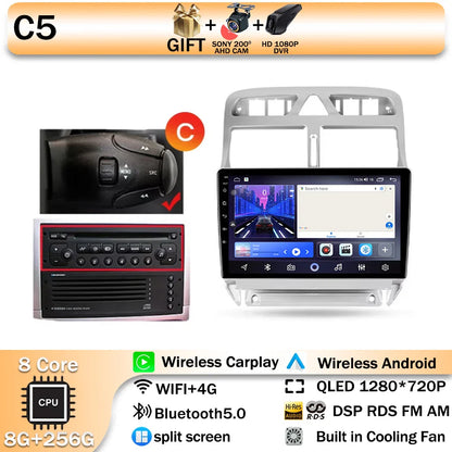 Carplay 2din Android 14 Car Radio Multimedia Gps Navigation For Peugeot 307 307CC 307SW 2002-2013 Stereo 2 DIN 4G WIFI Head Unit
