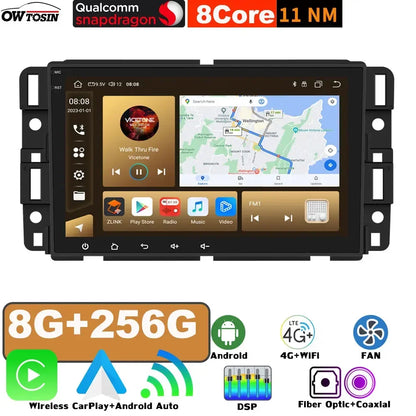 4G WiFi Android 13 7862 8G+256G Car GPS Radio For Chevrolet Express Van Traverse Tahoe GMC Yukon Acadia Auto CarPlay Head Unit