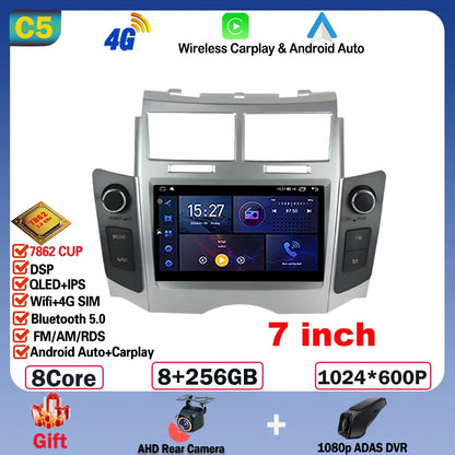 7'' Android 14 Car Radio For Toyota Yaris XP90 Vitz Platz 2005-2012 GPS Navigation Stereo CarPlay Auto Multimedia 4G WIFI Player