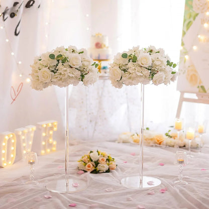 Flower Ball Arrangement Bouquet - 10 Pcs 15.7 inch Diameter White Fake Flowers Roses Balls for Centerpieces Tables  Rose