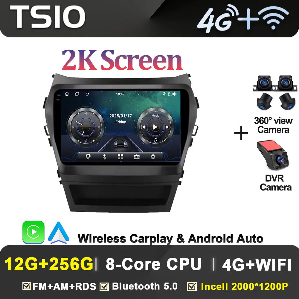 Car Multimedia Video Radio Player For Hyundai Santa Fe IX45 2013 - 2017 Wireless Android Auto CarPlay 8 Core GPS Navigation BT
