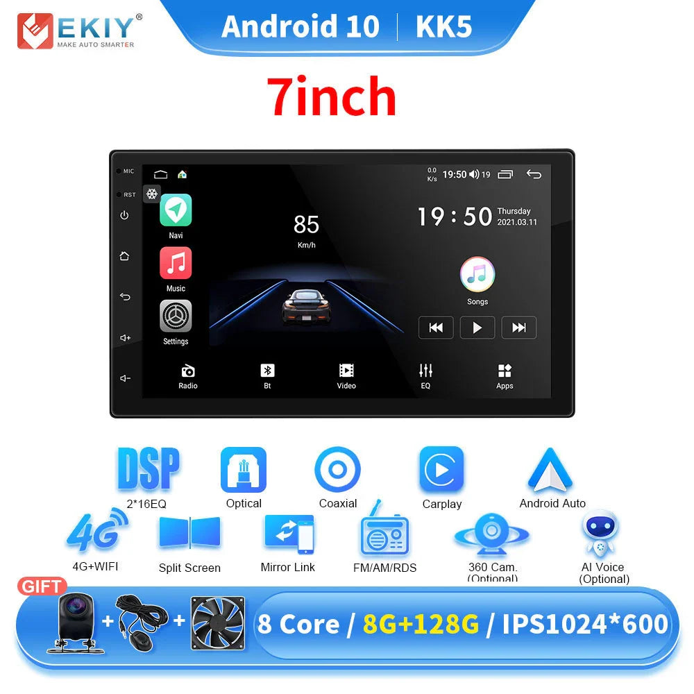 EKIY KK5 2 Din Android 7 9 10 in Car Multimedia Video Player Universal Stereo Radio GPS For Volkswagen Nissan Hyundai Kia Toyota