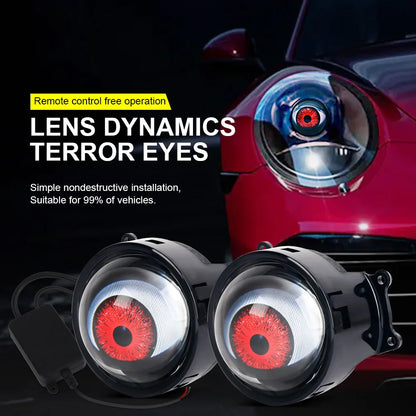 3 Inch Car Devil Eyes Lens Lights 12-36V Demon Red Eye Dynamic Headlight Assembly With Remote Control Auto Retrofit Accessorie