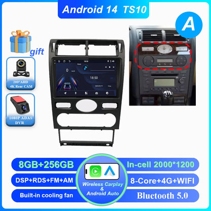 Android 14 Radio Stereo For Ford Mondeo MK 3 2000 2001 2002 2003 2004 2005-2007 Auto Multimedia Player GPS Navigation Bluetooth
