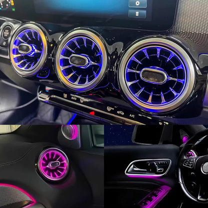 For Benz W176 W117 W156 X156 A CLA GLA 12/64 Color Ambient Light Turbine Air Vent Lamp Dashboard Door Lights Kit Car/App Control