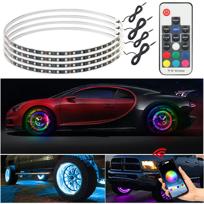 Symphony Car Hub Lights 15.5 inch Decorative light strip rgb Atmosphere light External ambient light Wheel Ring Neon Strip Light