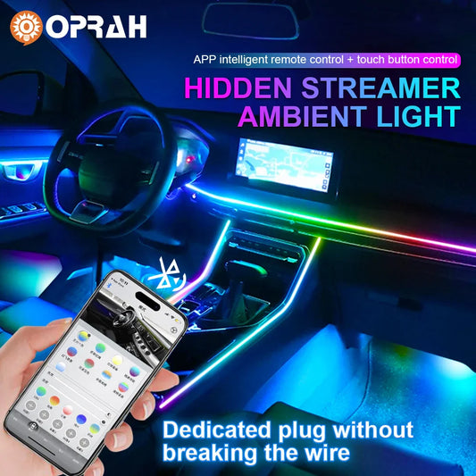 18 in 1 Symphony Car Atmosphere Light Interior Decoration Acrylic Strip Dual Zone LED Decorative Neon Ambient Lamp BacklightApp