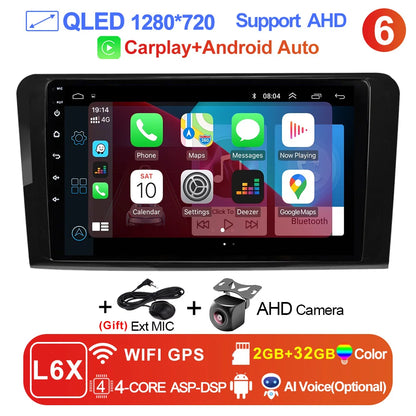 LEHX L6Pro 2 DIN Android 14 Car Radio For Mercedes Benz ML GL aW164 ML350 ML500 GL320 X164 ML280 GL350 GL450 Carplay Auto Audio