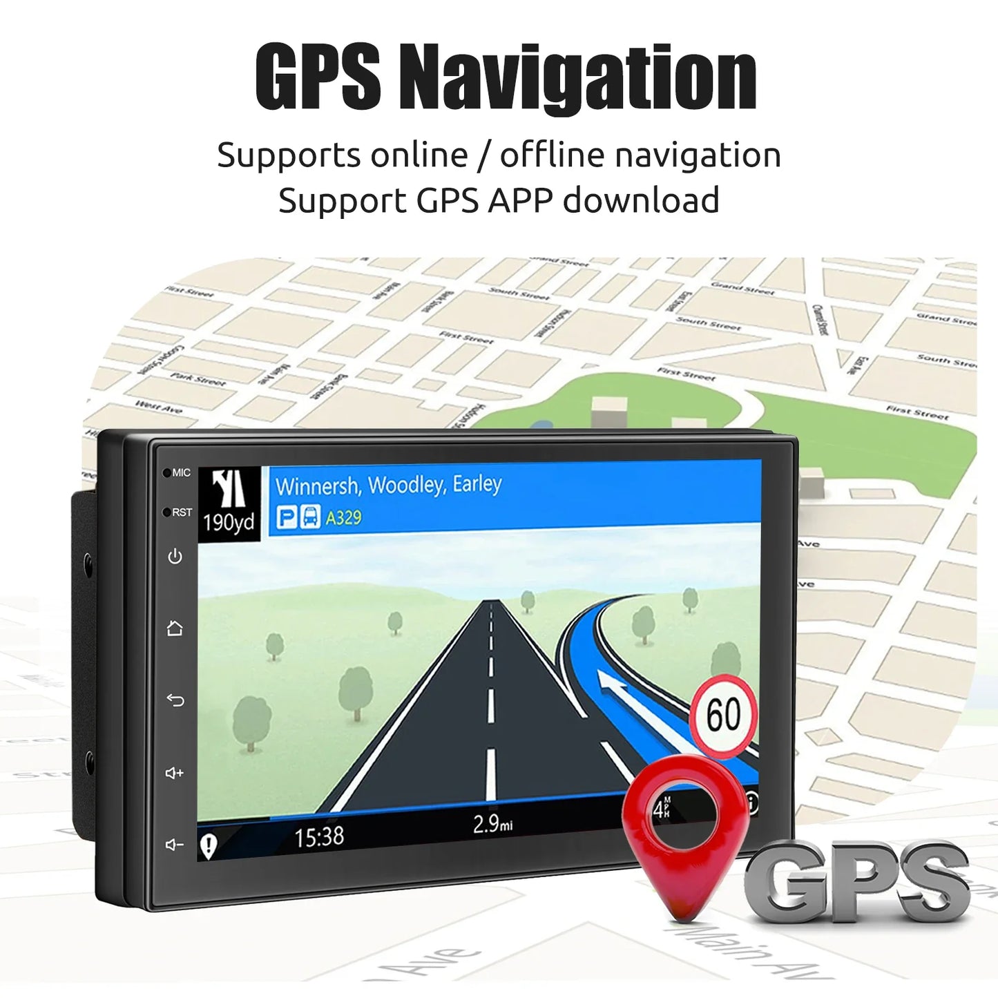 ESSGOO 7"/9"/10“ 2 DIN Android 13 4+64G Car Stereo Carplay Android Auto GPS Navigation Bluetooth FM RDS Radio WIFI Touchscreen