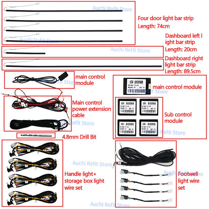 Symphony Universal Ambient Light Car 18 in 1 LED RGB Mobile APP Control Multi-Color DIY Decorative Lamp Refit  256 Colour