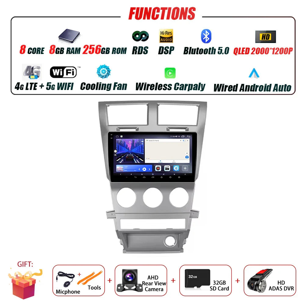 Car Radio Carplay For Dodge Avenger JS 2007 - 2010 For Dodge Nitro 2006 - 2011 Navigation GPS Android Auto Multimedia Player BT