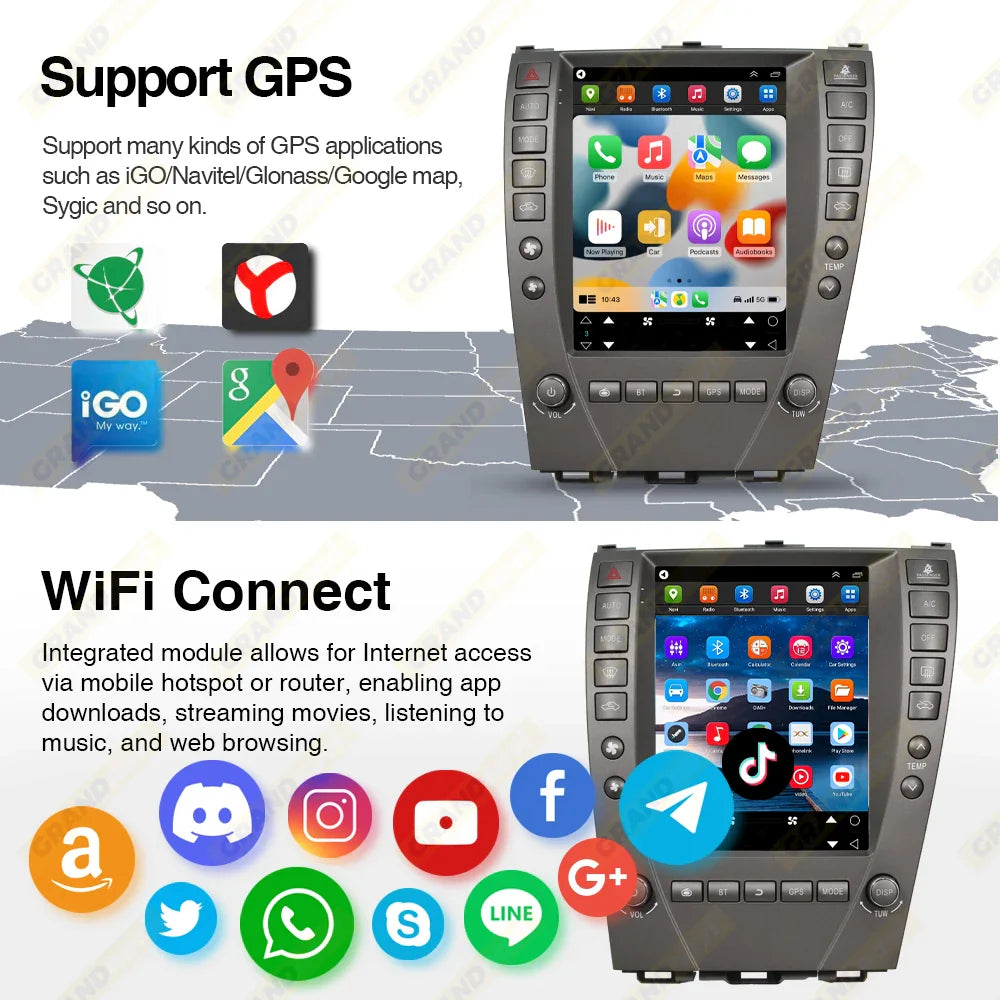 9.7inch Android 13 Car Radio For Lexus ES ES240 ES300 ES330 ES350 2007-2012 For Tesla Style Screen Car Radio Multimedia Player