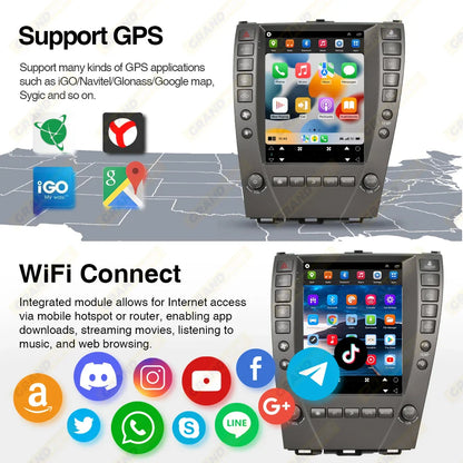 9.7inch Android 13 Car Radio For Lexus ES ES240 ES300 ES330 ES350 2007-2012 For Tesla Style Screen Car Radio Multimedia Player