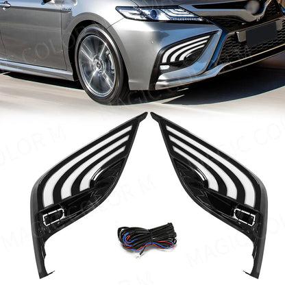 For Toyota Camry SE 2021 2022 DRL Daytime Running Lamp Fog Light Dual Turn Signal Waterproof Switch 3 Colors White Yellow Blue