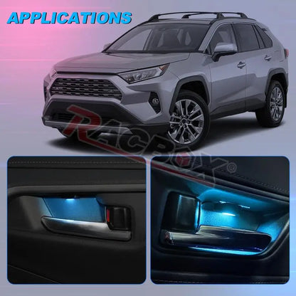 LED Car Interior Handle Bowl Light For Toyota RAV4 2019 2020 2022 2023 Decorative Atmosphere Lamp Ice Blue Door Armest Indicator