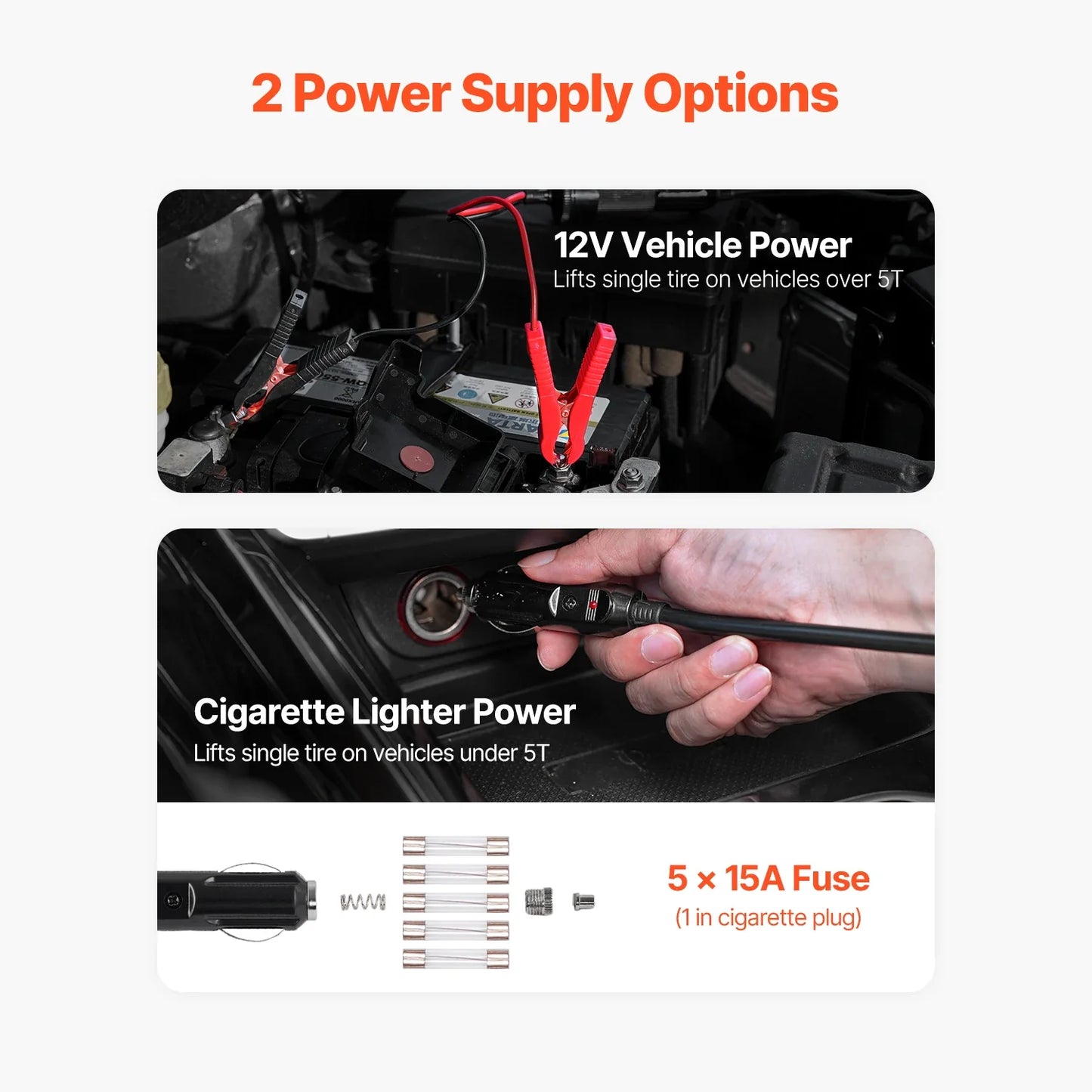 VEVOR Electric Car Jack, 5T Electric Scissor Jack with Built-In Inflator 12V Tire Changer with  LED Light for Sedan, SUV, Truck