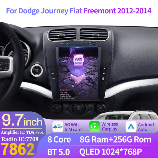 9.7 inch For Dodge Journey Fiat Freemont 2012-2014 Android 14.0 Car Radio Multimedia Navigation Wireless Carplay QLED Screen