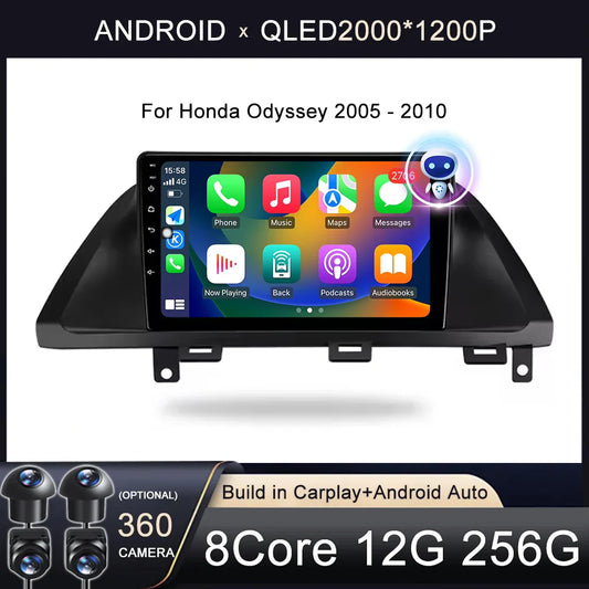Car Radio For Honda Odyssey 2005 - 2010 Multimedia Stereo Video Player Navigation GPS Carplay 4G WIFI Android Auto 360 Camera BT