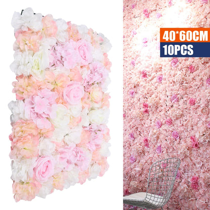 Romantic Silk Flower Wall Panel for Wedding and Event Decor, 60x40cm, Easy to Mount, Ideal for Backgrounds, Candy Walls, and