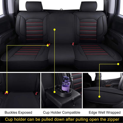 Seat Covers Full Set Durable Waterproof Leather for Pickup Truck Fit for Chevrolet Chevy Silverado 1500 GMC SIERRA 2007 to 2023