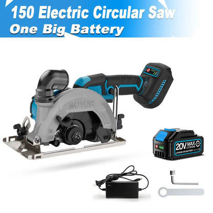 Brushless Circular Saw 150mm Cordless Electric Saw Adjustable Wood Cuttiing Machine Handheld Woodworking Saw for Makita Battery power tools