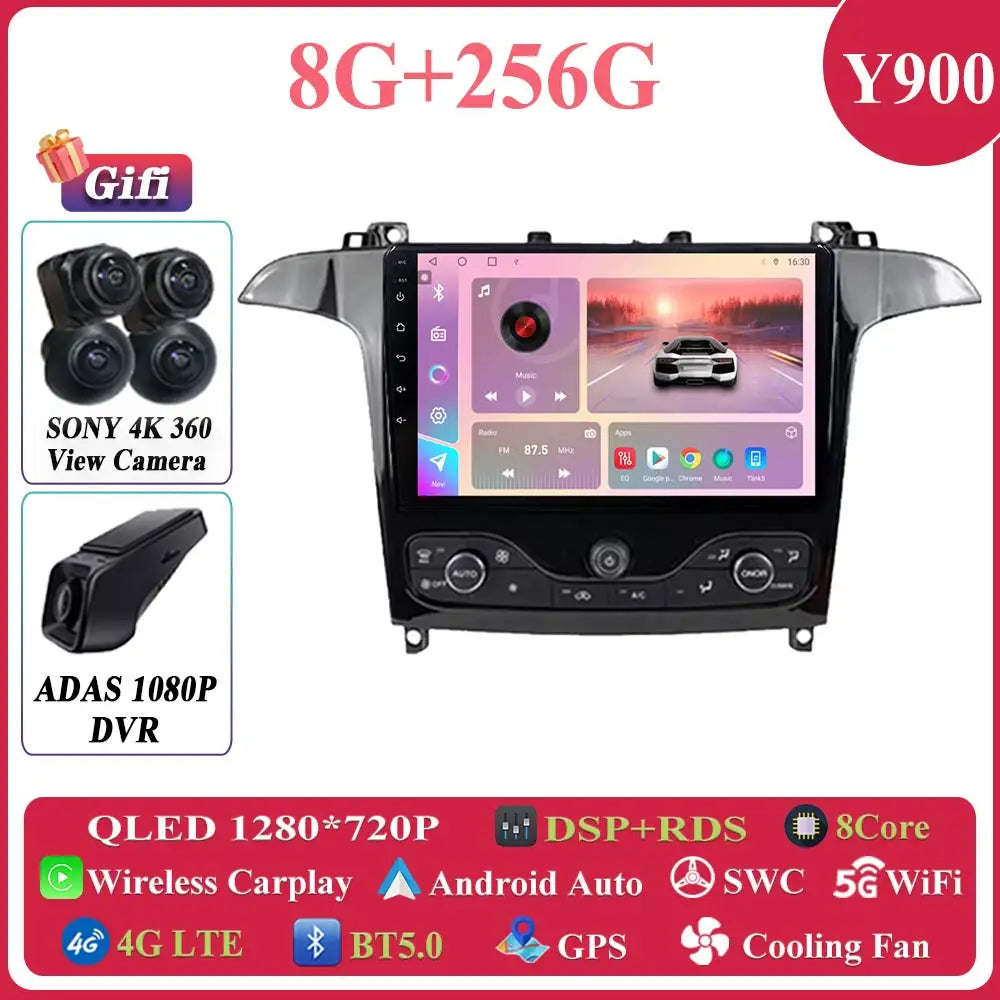 Android 14 Car Multimedia Video Player For Ford S Max S-MAX 2006 - 2015 For Ford Galaxy 2014 Car Radio Stereo Navigation GPS DVD