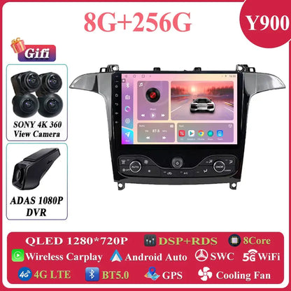 Android 14 Car Multimedia Video Player For Ford S Max S-MAX 2006 - 2015 For Ford Galaxy 2014 Car Radio Stereo Navigation GPS DVD