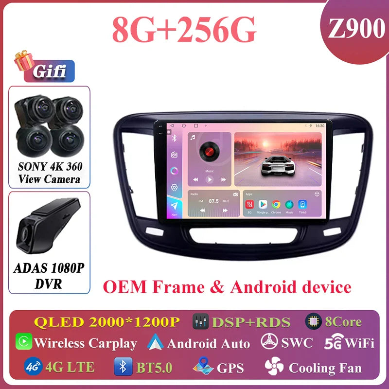 Android Auto For Chrysler 200 200C 200S 2015 - 2019 Car Radio Multimedia Video Stereo Player Carplay Navigation GPS DSP 5G WIFI