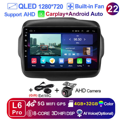 LEHX L6Pro 4G LTE DSP Car Radio Android Auto Video Multimedia Player For Jeep Renegade 2016-2020 Carplay 2din dvd Autoradio  gps