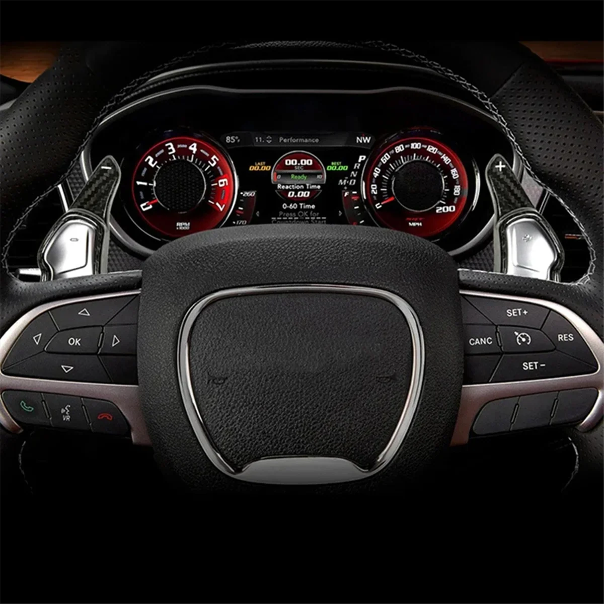 Carbon Fiber Steering Wheel Paddle Shifter Extensions Cover Trim for Dodge Challenger SRT Charger SRT Durango SRT ,Black