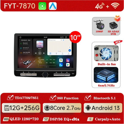 UIS7870 Android 13 Universal Car Radio Carplay auto WIFI6 360 camera Multimedia Player GPS Navigation DSP DTS DVR Head Unit