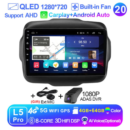 LEHX L6Pro 4G LTE DSP Car Radio Android Auto Video Multimedia Player For Jeep Renegade 2016-2020 Carplay 2din dvd Autoradio  gps