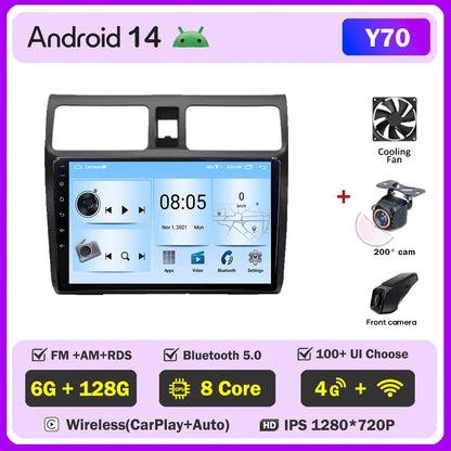 Android 14 Car player Auto Car 9 inch Radio For Suzuki Swift 2003 - 2010 GPS Navigation Auto Radio Dash Cam 5G wifi QLED Screen