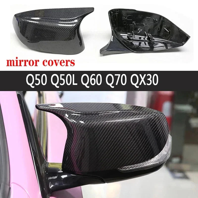 For Infiniti Q50 Q60 Q70 QX30 QX50 QX60 Shells Rearview Cap Carbon fiber rear view mirror case cover Car Accessories body kit