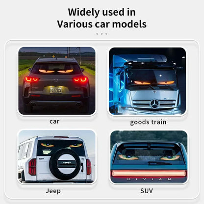 2 in 1 Truck Car Devil Eye LED Pixel Panel Light Remote Control Soft Foldable Lighting Scrolling For Board Windshield 12V 24V