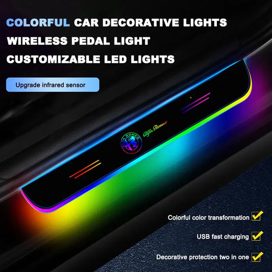 Car Wireless LED Threshold Light For Alfa Romeo Giulia Giulietta Mito Sportiva Stelvio 147 156 159 Car Pedal Light Accessories