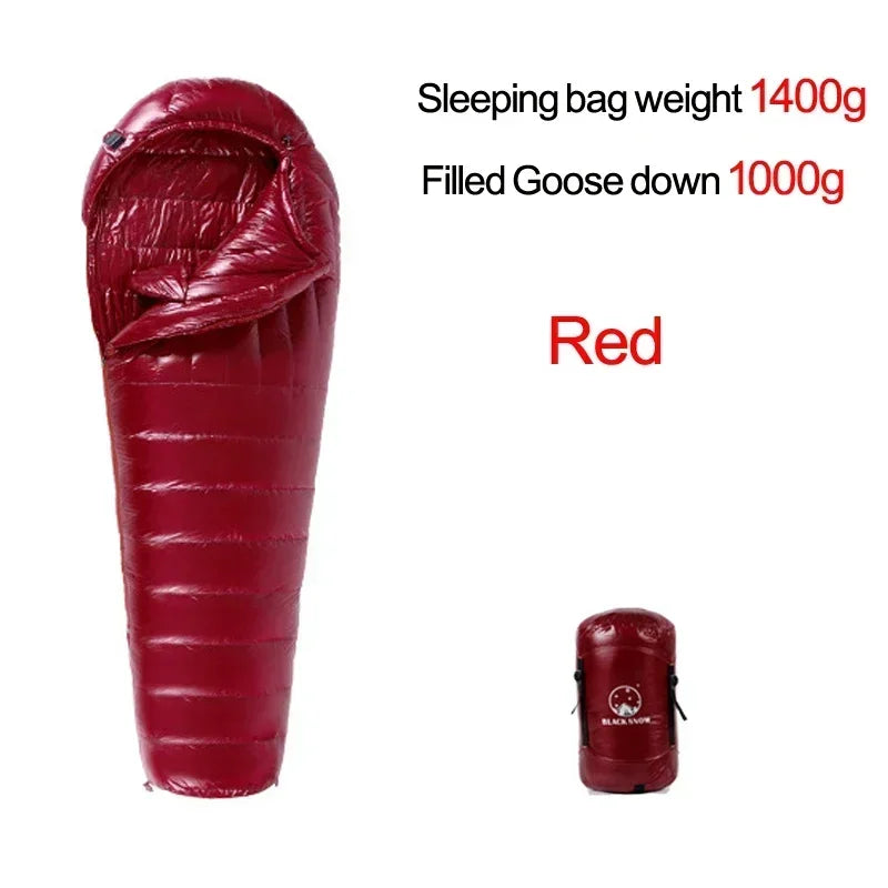 Upgraded High-grade White Goose Down Camping Sleeping Bag with Water Repellent Treatment Warm Insulated Fit for Cold Weather