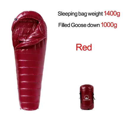 Upgraded High-grade White Goose Down Camping Sleeping Bag with Water Repellent Treatment Warm Insulated Fit for Cold Weather