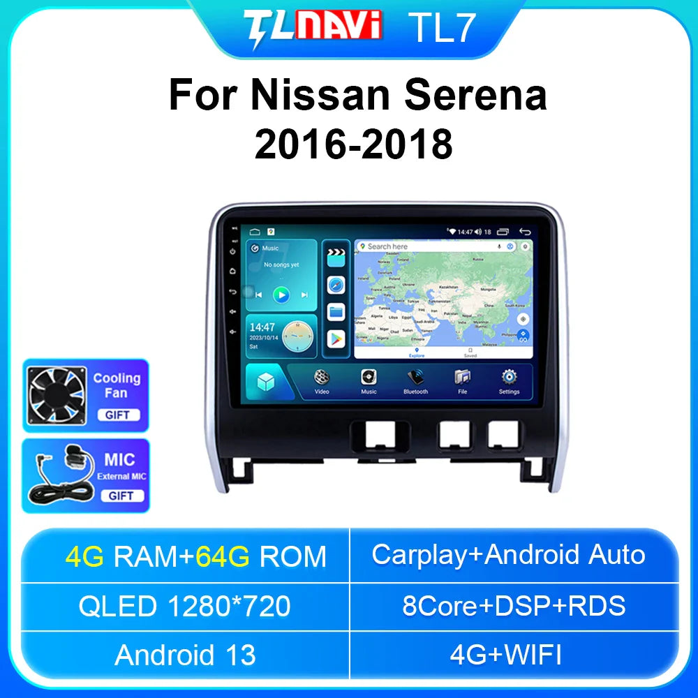 Android Auto Car Radio For 2016 2017 2018 Nissan Serena GPS Navigation System 8G RAM128G ROM Carplay Head Unit Multimedia player