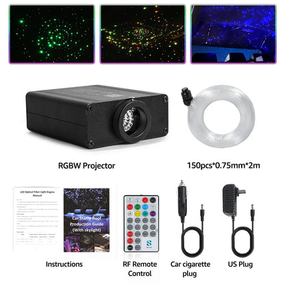 16W Car Roof Starlight Headliner Light Kit For Tesla Car Home APP Remote Controll Starry Sky RGBW Fiber Optic Ceiling Star Light