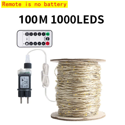 10M-200M LED String Lights Street Fairy Lights Christmas Lights Tree Garland For Outdoor Home Party New Year Wedding Decoration