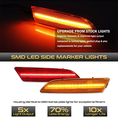 4PCS LED Side Marker light bumper front amber ＆ rear red turn Signal Lights for 2004 2005 2006 2007 -2008 Chrysler Crossfire