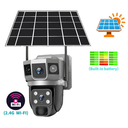 4G Solar IP Camera WIFI CCTV 12MP Dual Lens Triple Screen PTZ Auto Tracking 6K Curious Security Surveillance V380 Pro Camera power tools