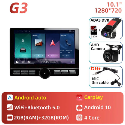 10.1 Inch Android 10 2 Din Car Radio Multimedia  Large Screen Head Unit Carplay Android Auto Navigation GPS WiFi FM